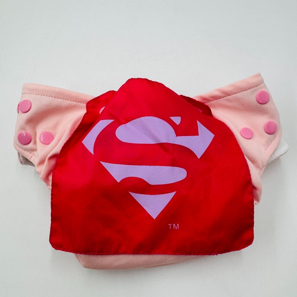 DC Comics Heroes Snap In One Cloth Diaper w/Cape Supergirl Adjustable